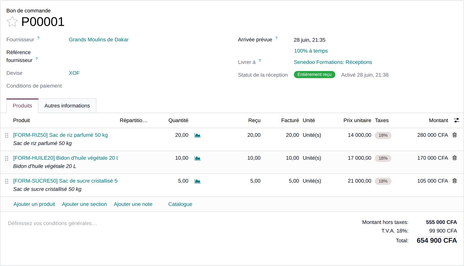 Vendor purchase order in Odoo