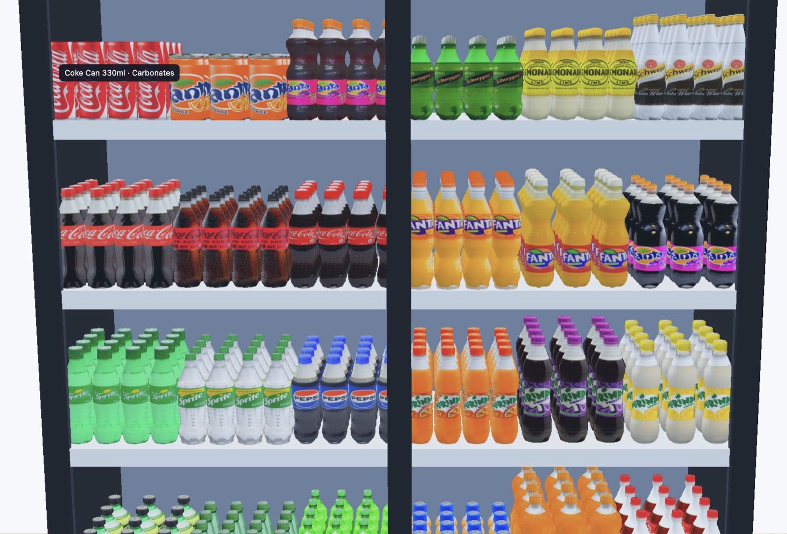 Un rayon de face — boissons, chaque emplacement à sa place