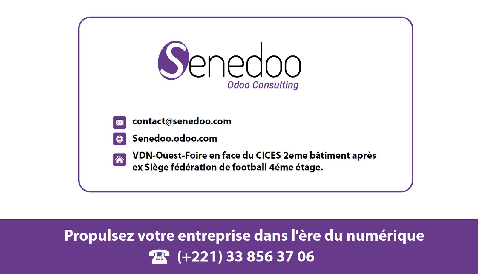Senedoo Odoo Consulting — VDN, Ouest-Foire, opposite the CICES, Dakar
