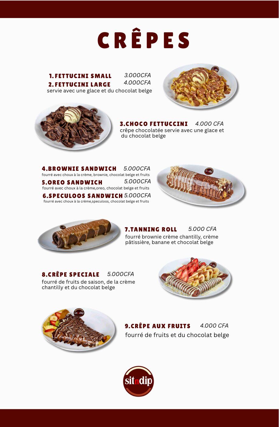 La carte — les crêpes